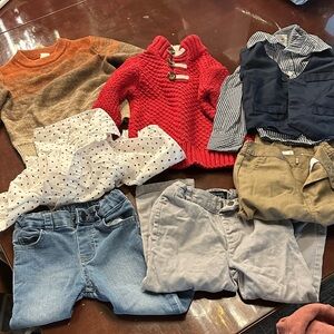 Assorted baby boy fall/winter clothes toddler sweaters & dress pant set size 2T
